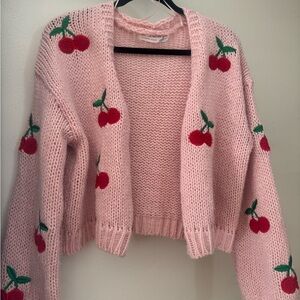 Altar'd State Pink Cherry Cardigan